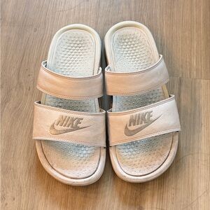 Nike Women's Double Slide Sandals White Duo Shoes Size 7